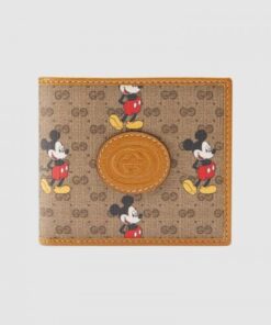 Replica Gucci 602547 Disney x Gucci wallet in Beige/ebony mini GG Supreme canvas