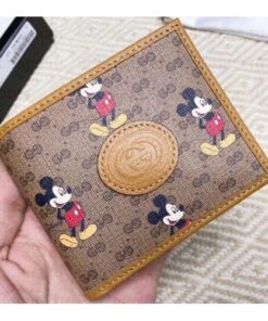 Replica Gucci 602547 Disney x Gucci wallet in Beige/ebony mini GG Supreme canvas 2