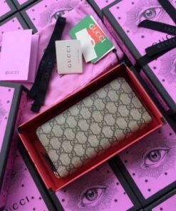 Replica Gucci Beige GG Supreme Zip Around Wallet 2