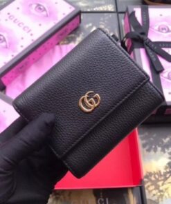 Replica Gucci Black GG Marmont Compact Wallet 2