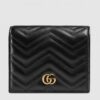 Replica Gucci Black GG Marmont Zip Around Wallet With Pearls 8