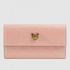 Replica Gucci Continental Wallet With Cat In Pink Signature Leather