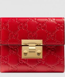 Replica Gucci Padlock Wallet In Red Signature Leather