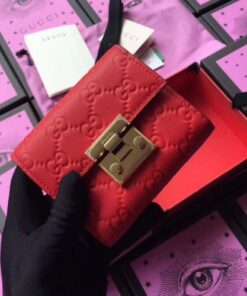 Replica Gucci Padlock Wallet In Red Signature Leather 2