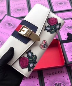 Replica Gucci Sylvie Embroidered Leather Continental Wallet 2