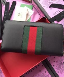 Replica Gucci Sylvie Zip Around Wallet In Black Leather 2