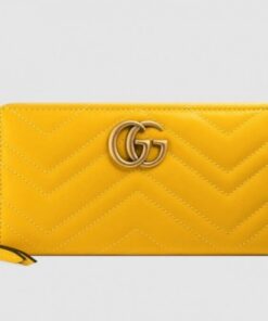 Replica Gucci Yellow GG Marmont Zip Around Wallet