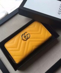 Replica Gucci Yellow GG Marmont Zip Around Wallet 2