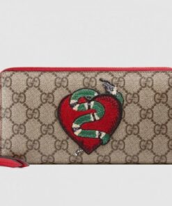 Replica Gucci Zip Around Wallet In Embroidered Heart And Snake