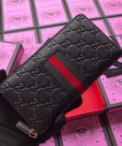 Replica Gucci Black Signature Web Zip Around Wallet 2