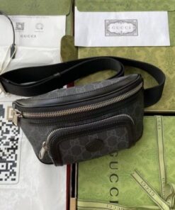 Replica Replica Gucci Black GG Supreme Belt Bag with Interlocking G 2