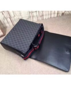 Replica Replica Gucci Black GG Supreme Flap Messenger Bag 547 2