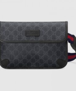 Replica Gucci Black/grey GG Supreme canvas belt bag