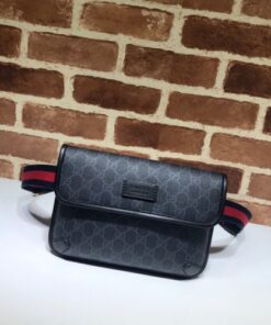 Replica Gucci Black/grey GG Supreme canvas belt bag 2