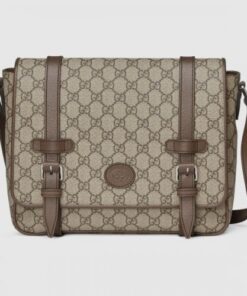 Replica Gucci Beige GG Messenger Bag with Double Belts