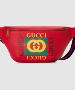 Replica Gucci Belt Bag In Red Print Leather