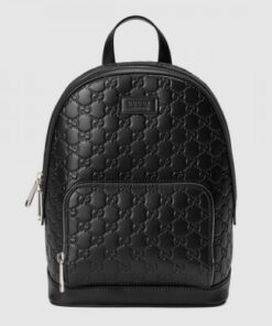 Replica Gucci Black Signature Leather Small Backpack