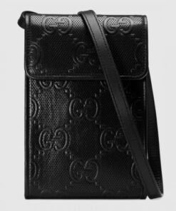 Replica Gucci Mini Messengers Bag In Black GG Embossed Leather