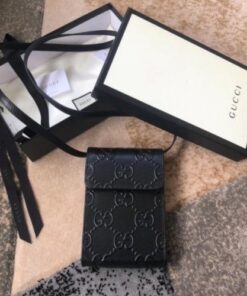 Replica Gucci Mini Messengers Bag In Black GG Embossed Leather 2