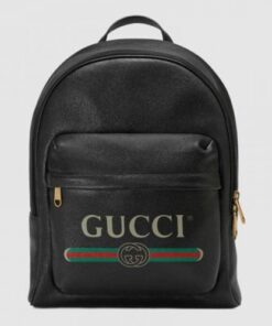 Replica Gucci Vintage Logo Print Leather Backpack Bag 547834 Black