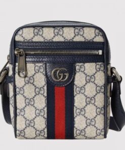 Replica Replica Gucci Ophidia GG Messenger Bag In Blue GG Supreme Canvas