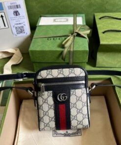 Replica Replica Gucci Ophidia GG Messenger Bag In Blue GG Supreme Canvas 2