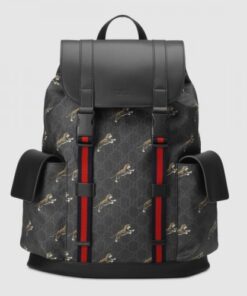 Replica Gucci Black Soft GG Supreme Tigers Backpack