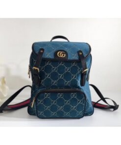 Replica Gucci Blue Small GG Velvet Backpack 2