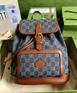 Replica Replica Gucci Interlocking G Backpack In GG Denim Jacquard 2