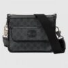 Replica Gucci Black GG Messenger Bag with Double Belts 10