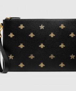 Replica Gucci Bee Star Leather Portfolio Pouch