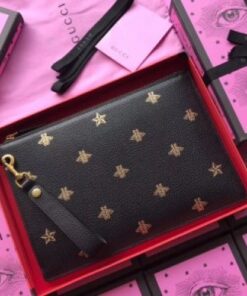 Replica Gucci Bee Star Leather Portfolio Pouch 2