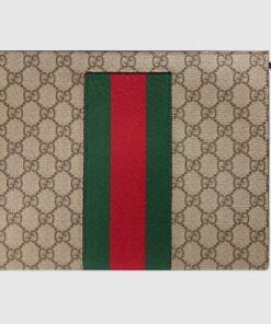 Replica Gucci Beige GG Supreme Web Portfolio Pouch