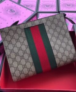 Replica Gucci Beige GG Supreme Web Portfolio Pouch 2