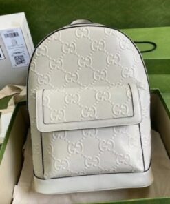 Replica Gucci Medium Backpack In White GG Embossed Perforated Leather 2