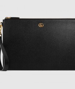 Replica Gucci Black GG Marmont Leather Portfolio Pouch