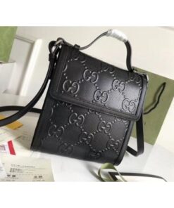 Replica Gucci Messengers Bag In Black GG Embossed Leather 2