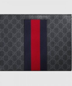 Replica Gucci Black GG Supreme Web Portfolio Pouch