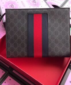 Replica Gucci Black GG Supreme Web Portfolio Pouch 2