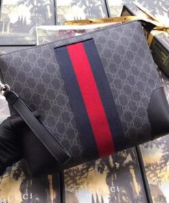 Replica Gucci Black GG Supreme Web Portfolio Pouch 2