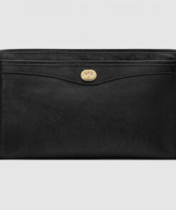 Replica Gucci Black Portfolio Pouch Bag With Interlocking G