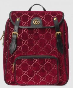 Replica Gucci Red Small GG Velvet Backpack