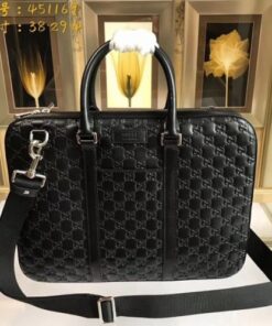 Replica Gucci Large Briefcase In Black Signature Leather 2