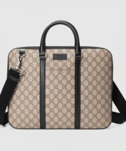 Replica Gucci Men’s Briefcase In Beige GG Supreme Canvas