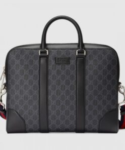 Replica Gucci Men’s Briefcase In Black GG Supreme Canvas