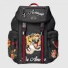 Replica Gucci Black Backpack Web And Kingsnake Print Leather 10