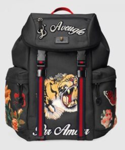 Replica GUCCI TECHPACK BACKPACK WITH EMBROIDERY  BLACK TECHNO CANVAS