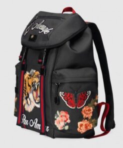 Replica GUCCI TECHPACK BACKPACK WITH EMBROIDERY  BLACK TECHNO CANVAS 2