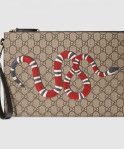 Replica Gucci Kingsnake Print GG Supreme Portfolio Pouch