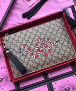 Replica Gucci Kingsnake Print GG Supreme Portfolio Pouch 2